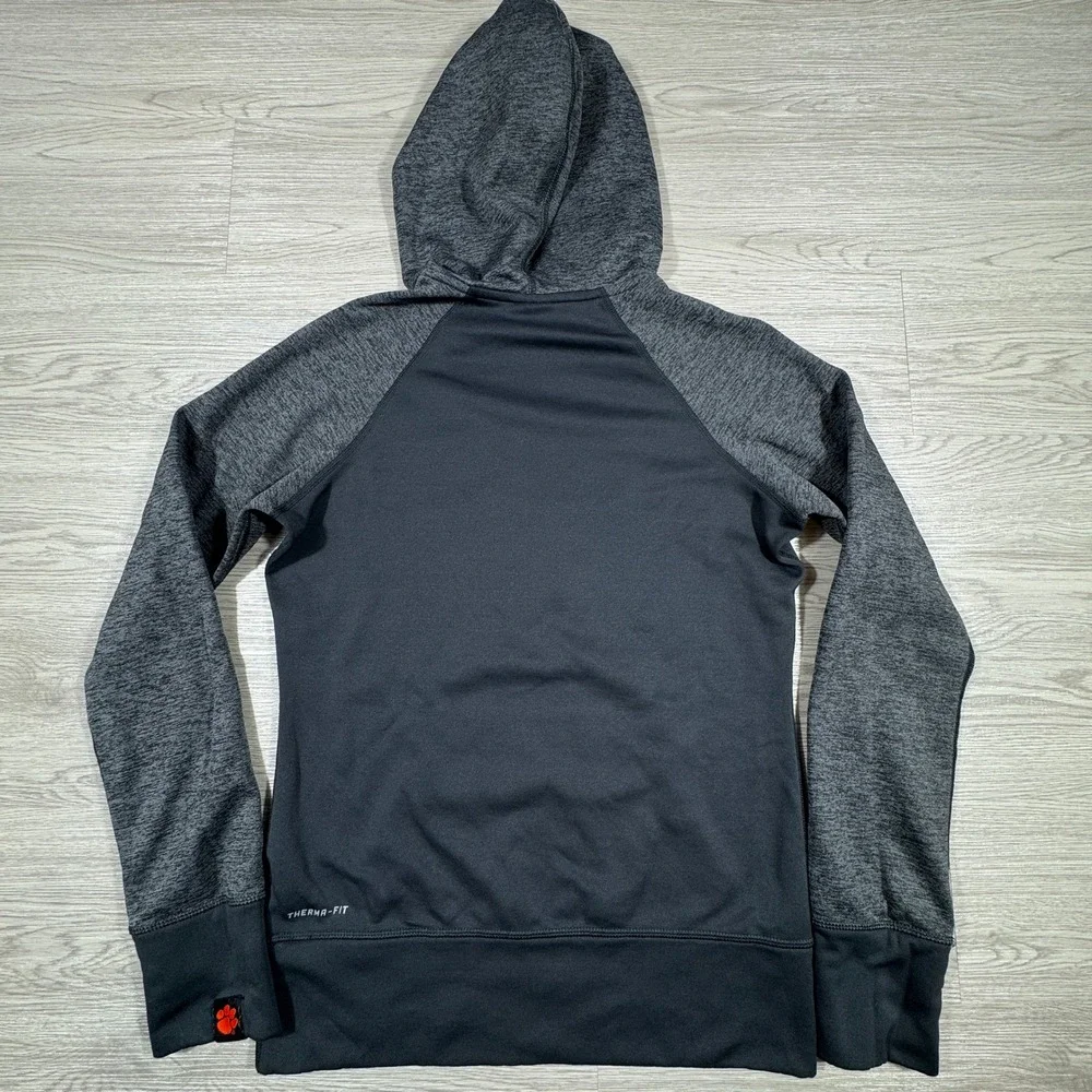 Nike‎ Men's Clemson Hoodie Therma-FIT Pullover Sweatshirt Black Grey Small NCAA